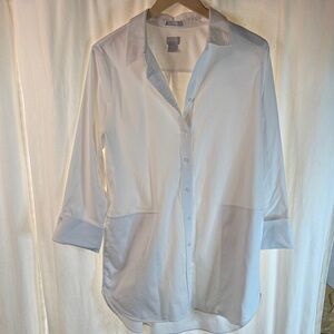 Chico's Chic Stretch White Tunic Blouse